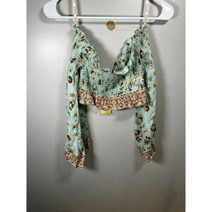 Raga (Anthropologie) Boho Bright Pattern Crop Top Size X Small *NWT*